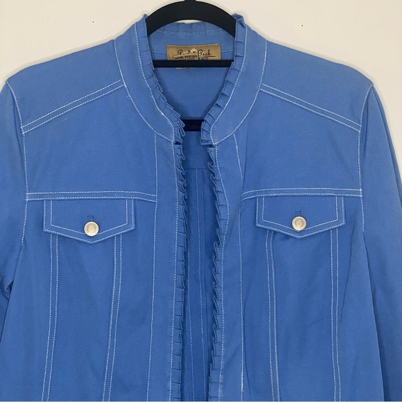 Peck And Peck Weekend Jacket Blue Size 10 Eye Hook - Picture 2 of 15